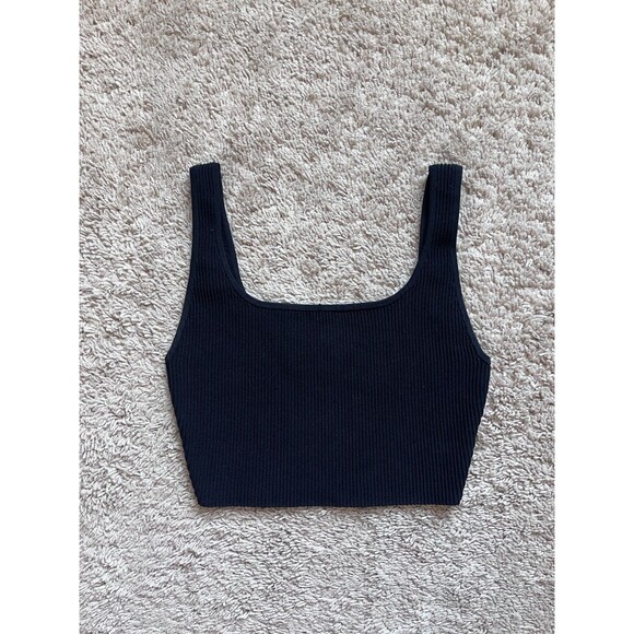 Aritzia Tops - Babaton Aritzia Sculpt Knit Squareneck Cropped Tank in Black Size SMALL